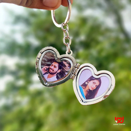 Personalized Couple Metal Heart Keychain | Gifts for Couples