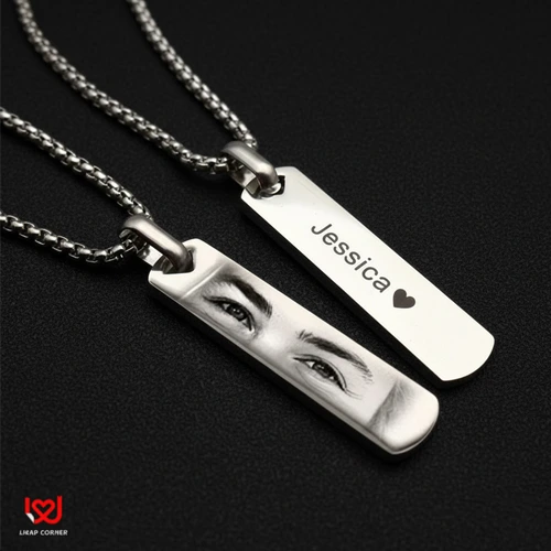 Personalized Eye Engraving Chain | Custom Eye Photo Necklace