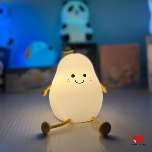 Cute Pear Night Light – Soft Silicone LED Lamp for Kids & Adults