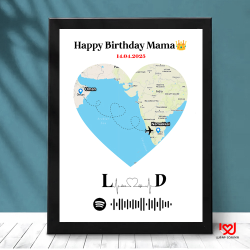 Long Distance Couple Picture Frames – Custom Map & Spotify Gift