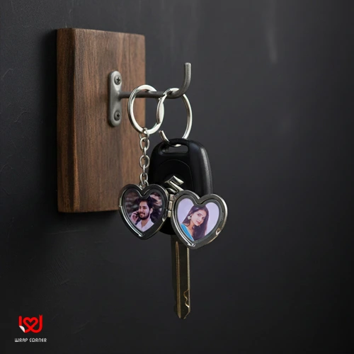 Personalized Couple Metal Heart Keychain | Gifts for Couples